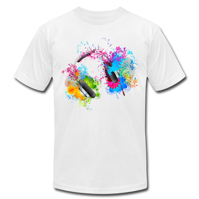 Colorful Abstract Floral Headphones T-Shirt - white
