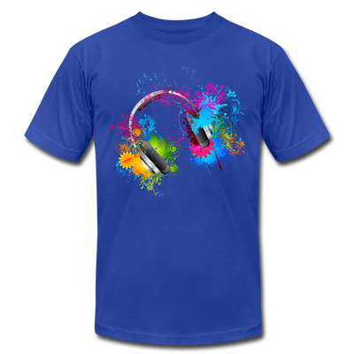 Colorful Abstract Floral Headphones T-Shirt - royal blue