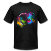 Colorful Abstract Floral Headphones T-Shirt - black