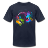 Colorful Abstract Floral Headphones T-Shirt - navy