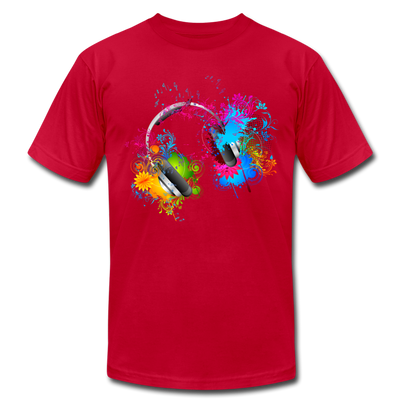 Colorful Abstract Floral Headphones T-Shirt - red
