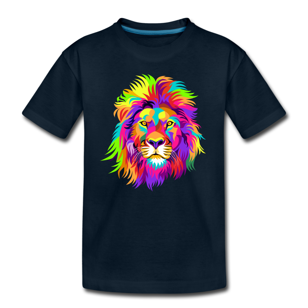 Colorful Lion Kids T-Shirt - deep navy