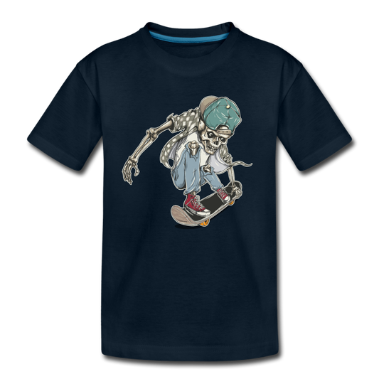 Skeleton Skater Navy Kids T-Shirt - deep navy