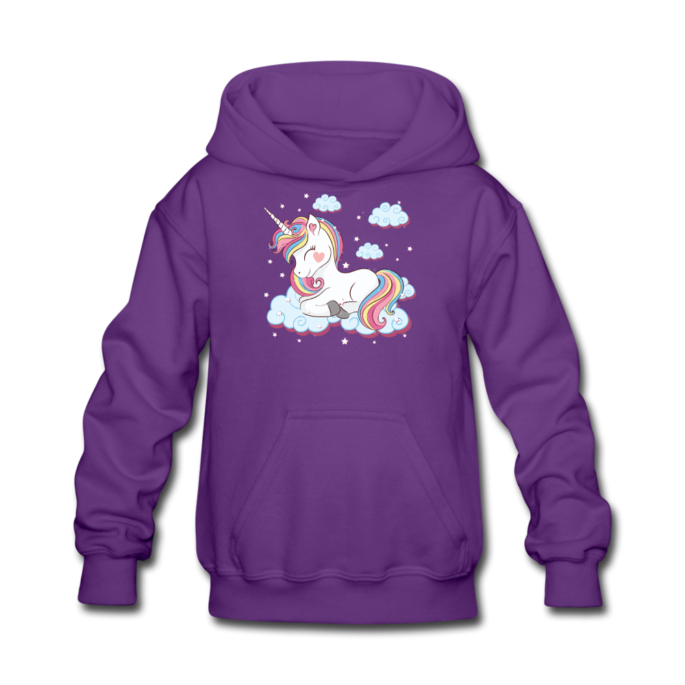 Unicorn Cloud Kids Hoodie - Purple - purple