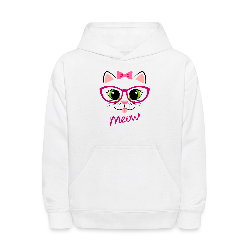 Meow Kitty Cat Kids Hoodie - white