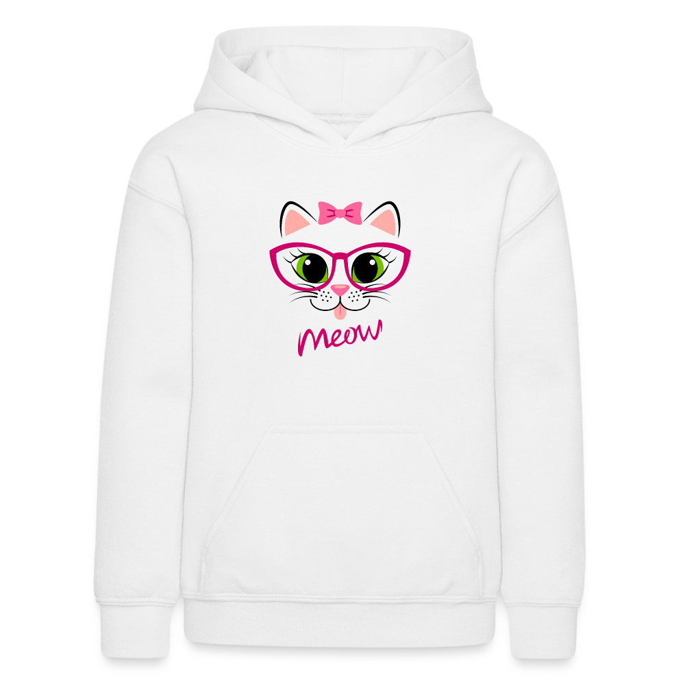 Meow Kitty Cat Kids Hoodie - white