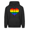 Rainbow Strip Heart Hoodie - charcoal grey