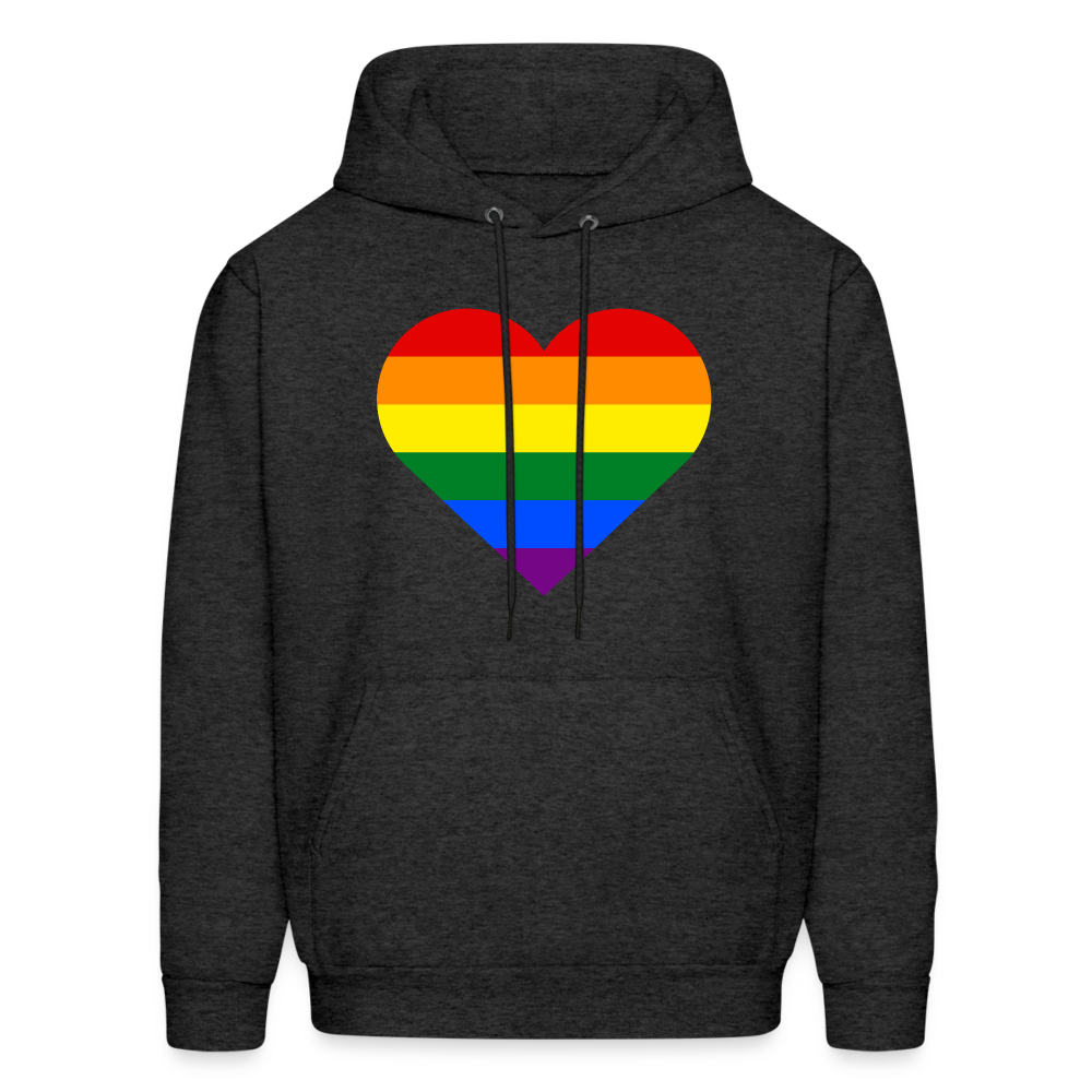 Rainbow Strip Heart Hoodie - charcoal grey