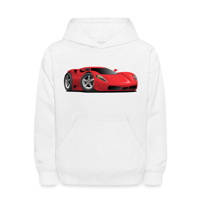 Red Sports Car Kids Hoodie - white