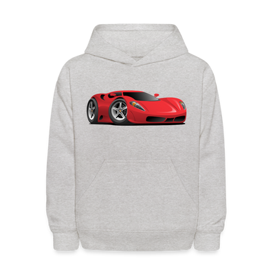 Red Sports Car Kids Hoodie - heather gray