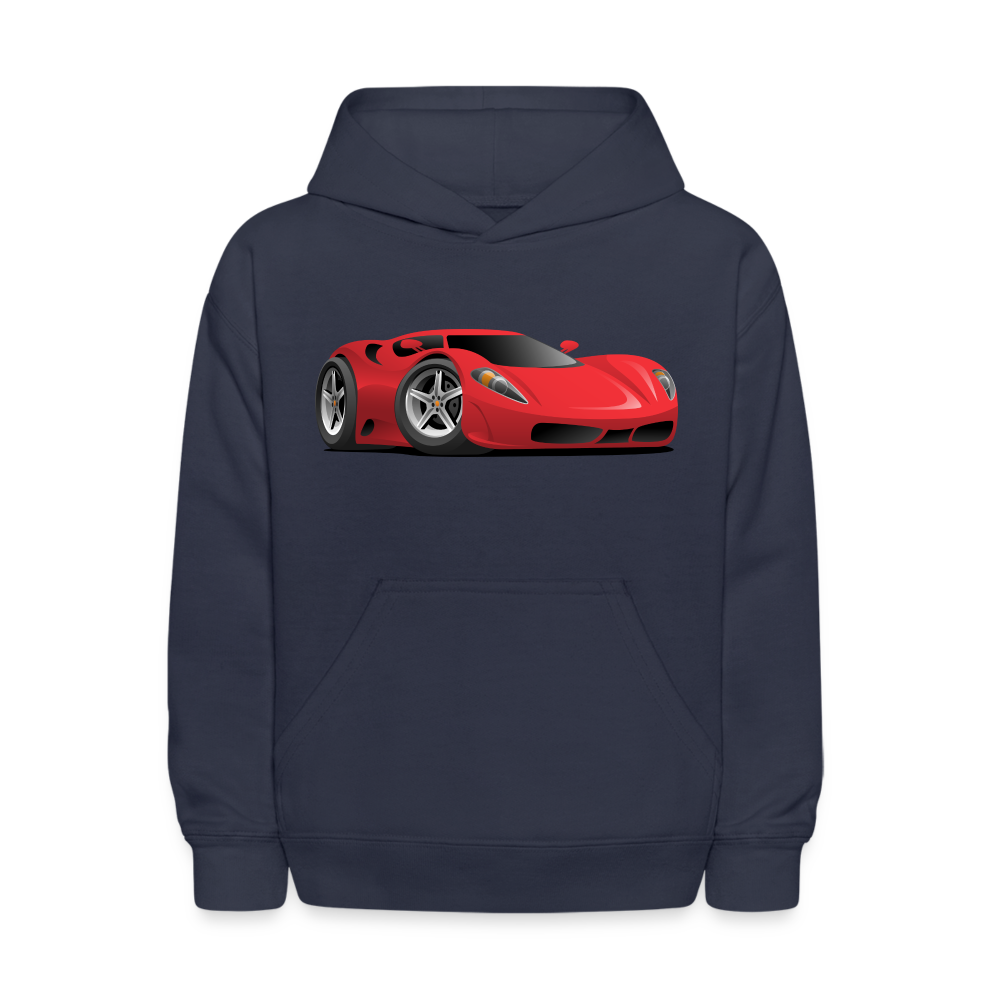 Red Sports Car Kids Hoodie - navy