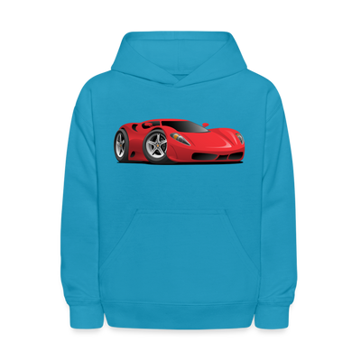 Red Sports Car Kids Hoodie - turquoise