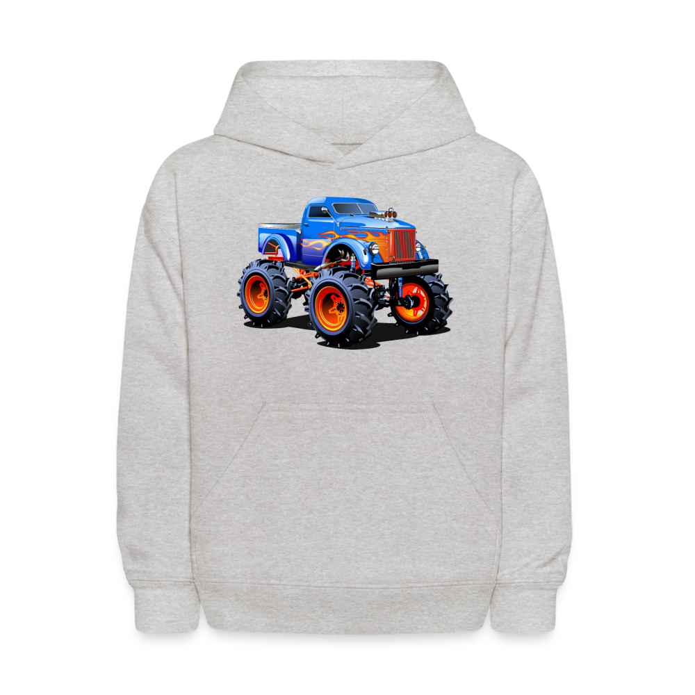 Monster Truck Kids Hoodie - heather gray