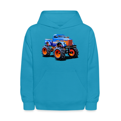 Monster Truck Kids Hoodie - turquoise