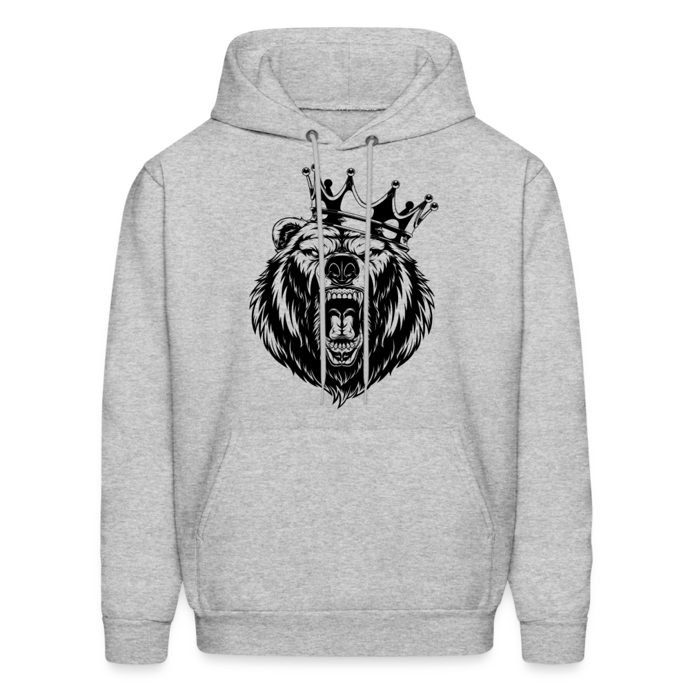 Growling Bear Crown Hoodie - heather gray